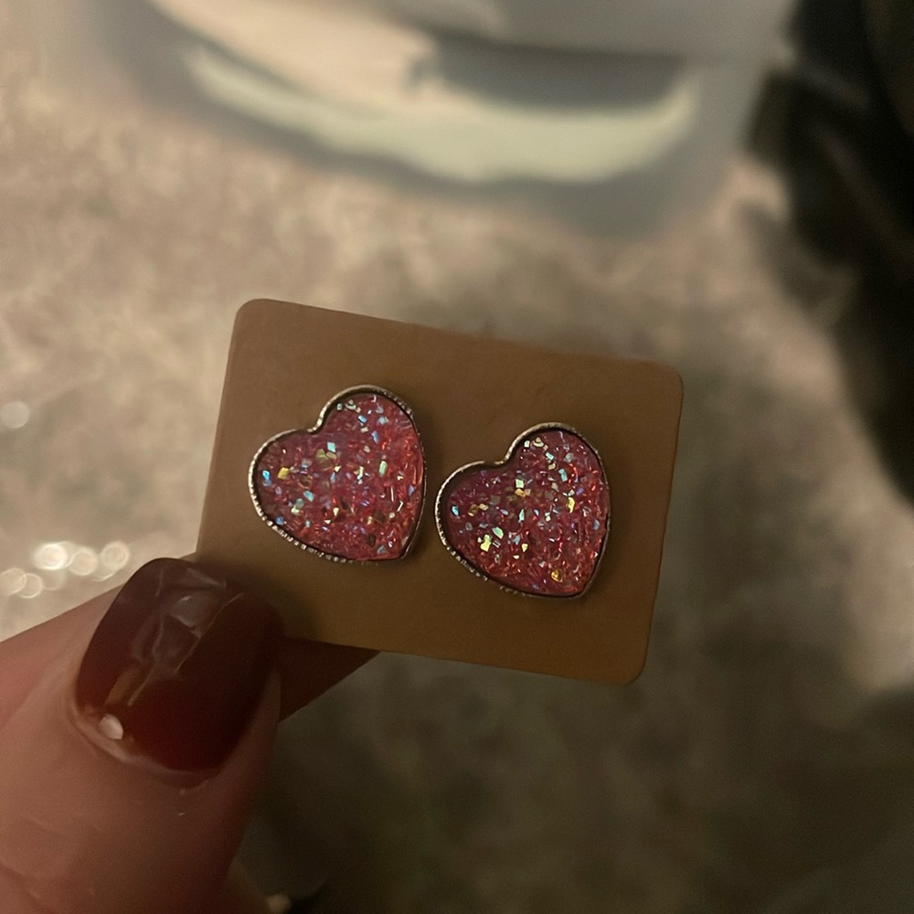 Pink Heart Earrings